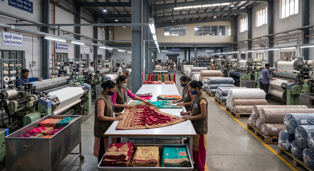 Surat textile manufacturing for wholesale sarees